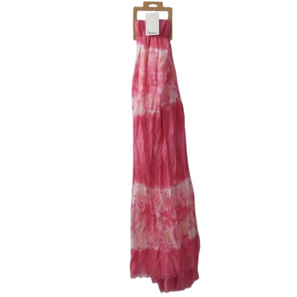 Tie Dye Scarf Womens Long Scarf Wrap By I Am Pink and White Crinkle - Picture 1 of 3